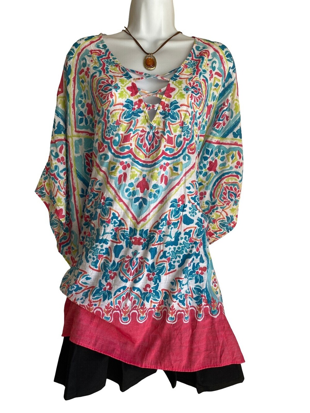 Vintage Catherines Plus 1X Boho Paisley Multicolor Shawl Poncho Cottagecore Arts